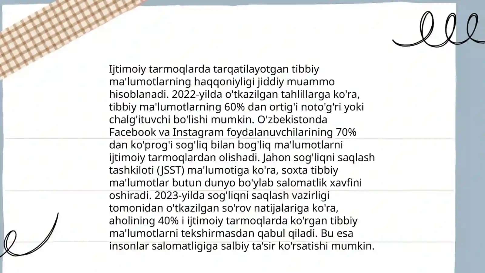 Axborot va jurnal ijtimoiy tarmoqlardagi tibbiy statistik manbalarning ishonchliligini baholash 4
