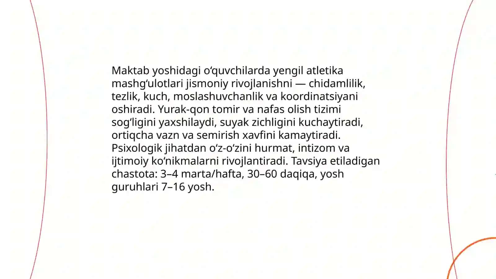 Yengil atletikaning jismoniy tarbiya tizimidagi oʻrni va ahamiyati 4