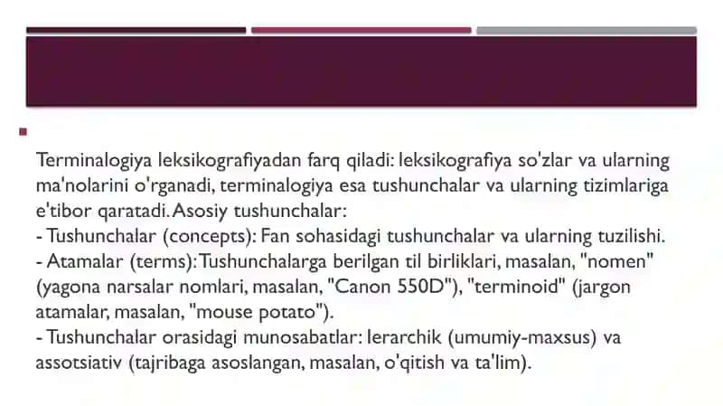 Terminalogiyaning lingvistika obyekti sifatida o‘rganilishi 4