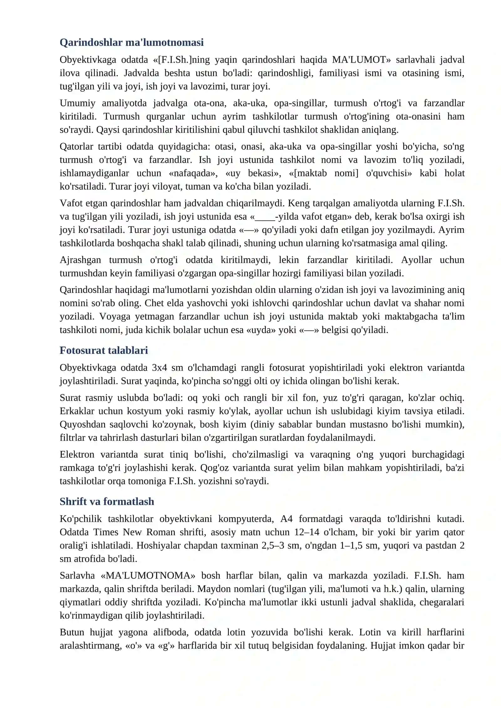 Obyektivka namunasi 2026 word malumotnoma toldirish qollanmasi bilan tayyorgarlik toplami 4