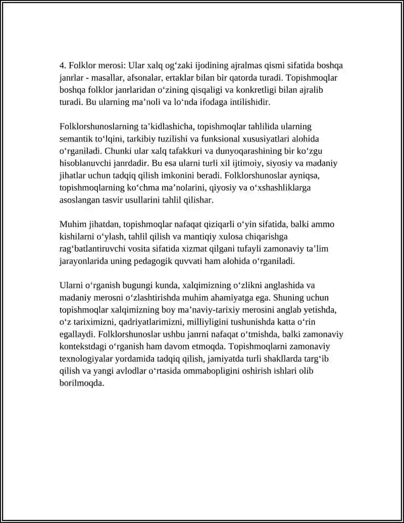 TOPISHMOQLAR VA ULARNING FOLKLORSHUNOSLAR TOMONIDAN ÒRGANILISHI 4