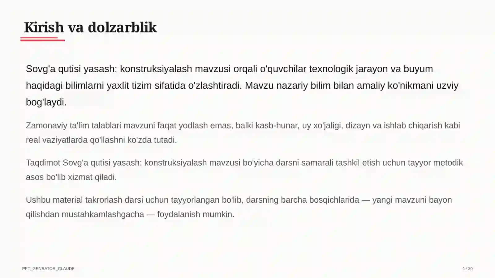 Sovg'a qutisi yasash: konstruksiyalash (3-sinf) 4