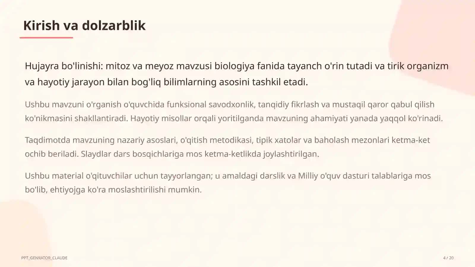 Hujayra bo'linishi: mitoz va meyoz (9-sinf) 4