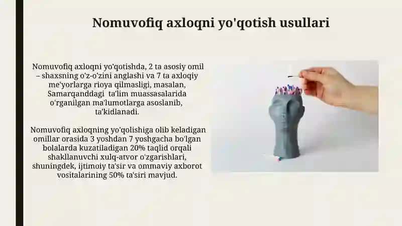 Kognitiv istalmagan axloqni so'ndirish usullari 4