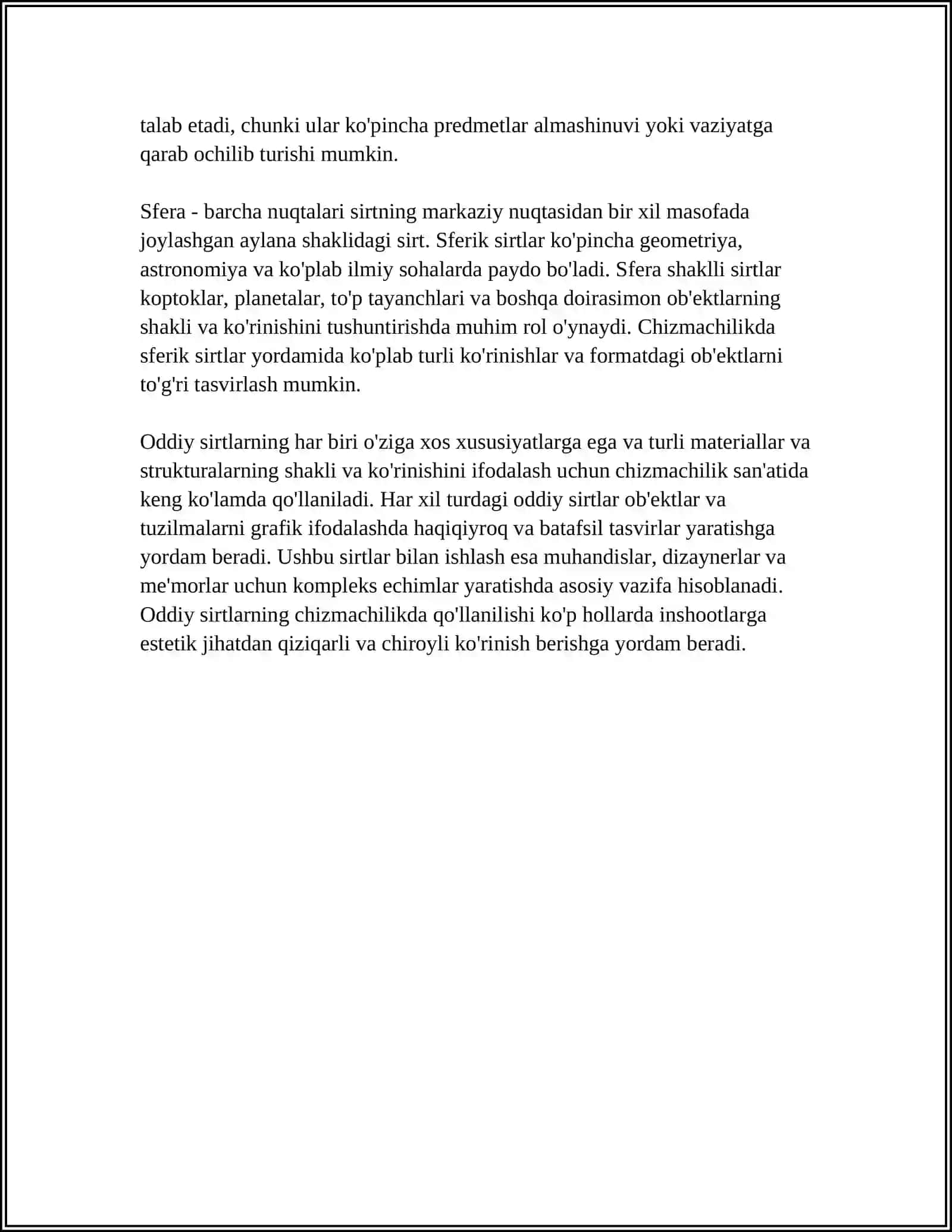 ODDIY SIRTLARNI CHIZMACHILIKDA QOLLANILISHI 4