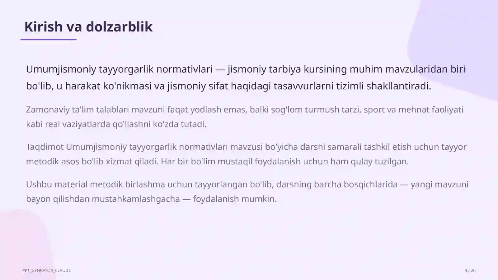 Umumjismoniy tayyorgarlik normativlari (10-sinf) 4