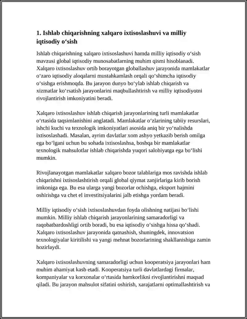 ISHLAB CHIQARISHNING XALQARO IXTISOSLASHUVI VA KOOPERATSIYALASHUVI 4