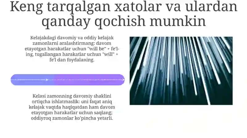 Kelajakdagi davomli zamonning qo'llanilishi 4