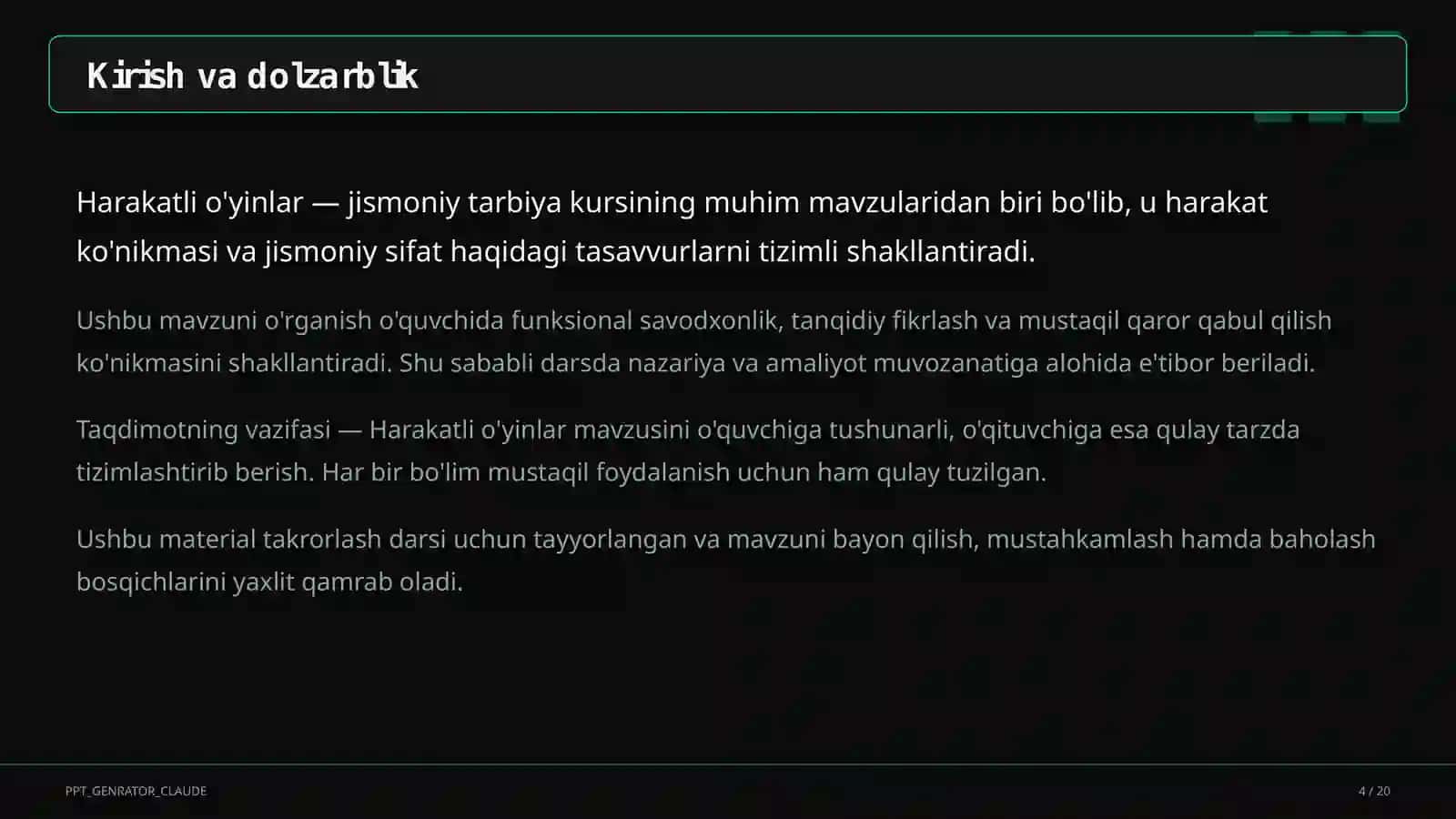 Harakatli o'yinlar (1-sinf) 4