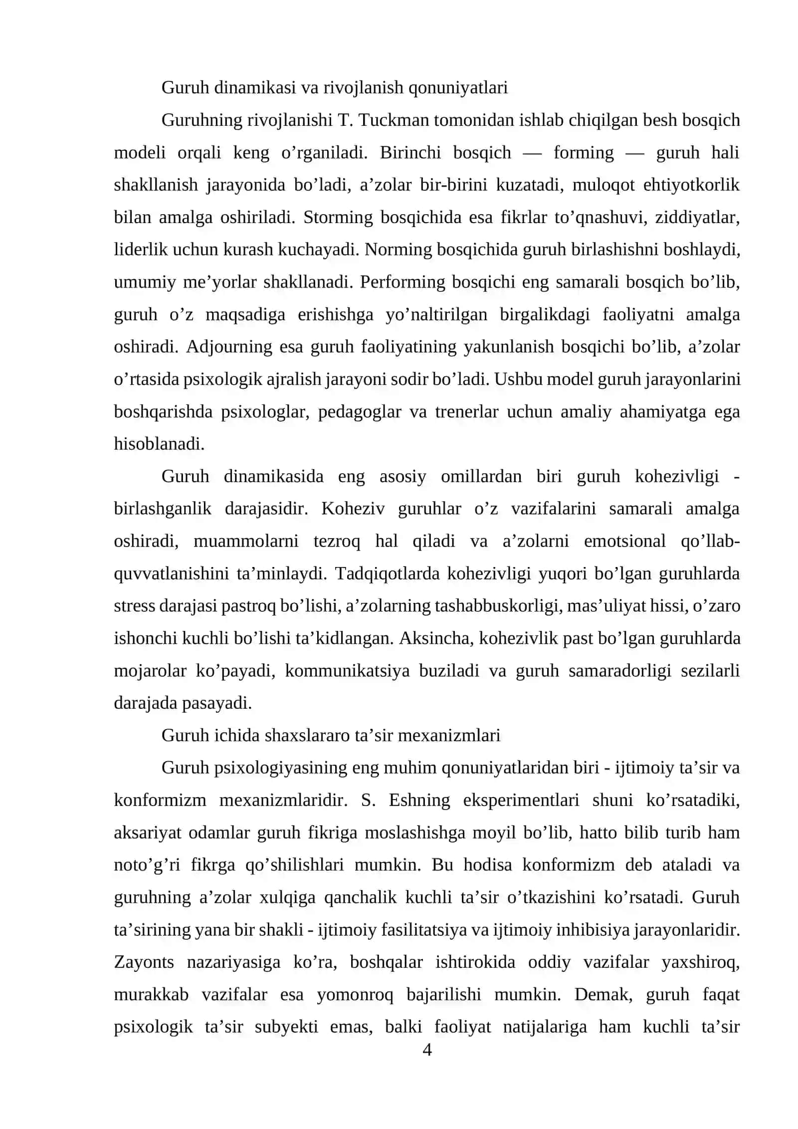 Guruh psixologiyasi va guruhsal faoliyat texnologiyalari 4