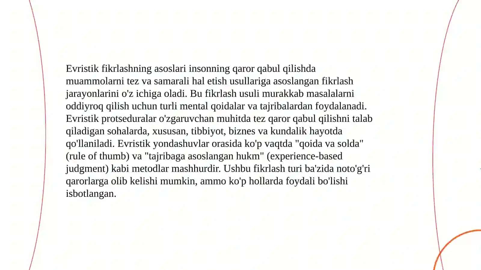 Kreativ fikrlashda everistik qoidalarning turlari 4