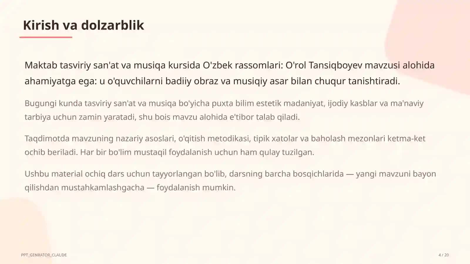 O'zbek rassomlari: O'rol Tansiqboyev (7-sinf) 4