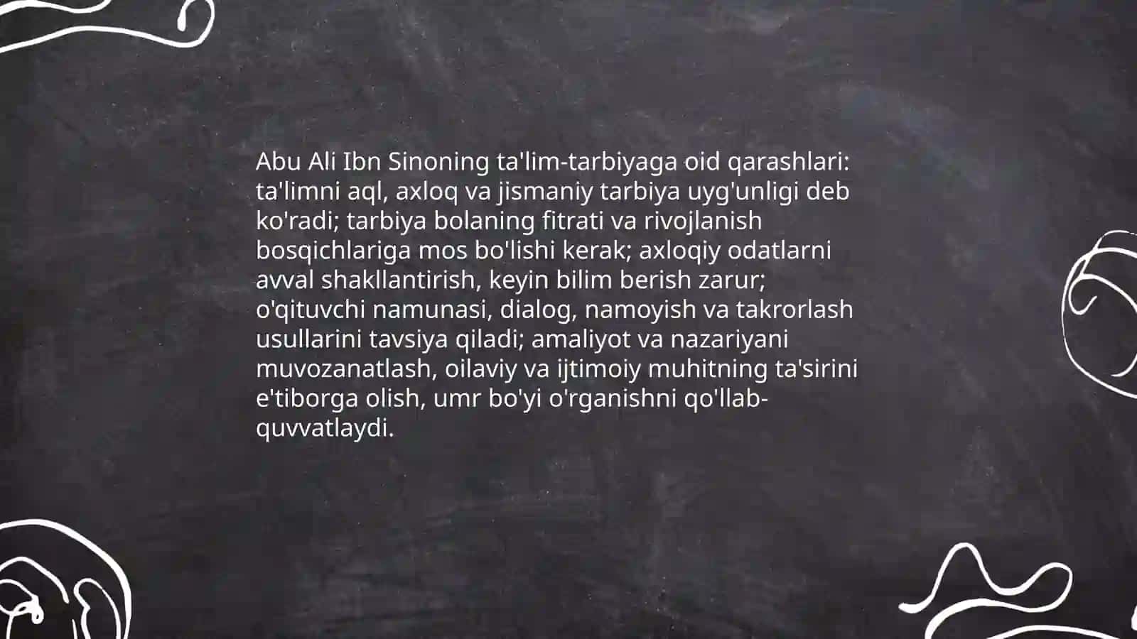 Abu Nasr Farobiyning pedagogik gʻoyalari. Abu Ali ibn sino ta'lim-tarbya haqida 4