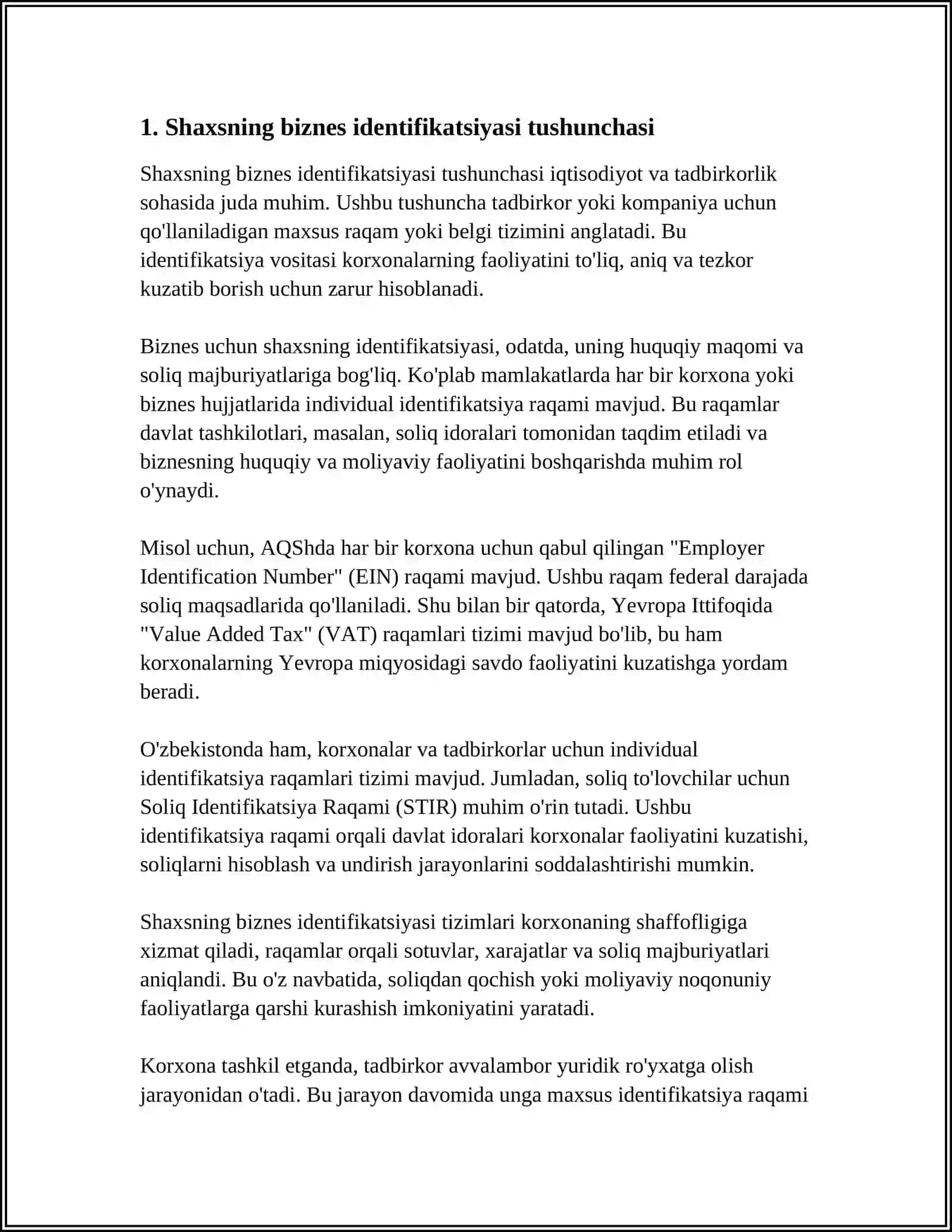 SHAXSNING BIZNESGA PROFESSIONAL IDENTIFIKATSIYASINI SHAKLLANTIRISH MUAMMOSI 4