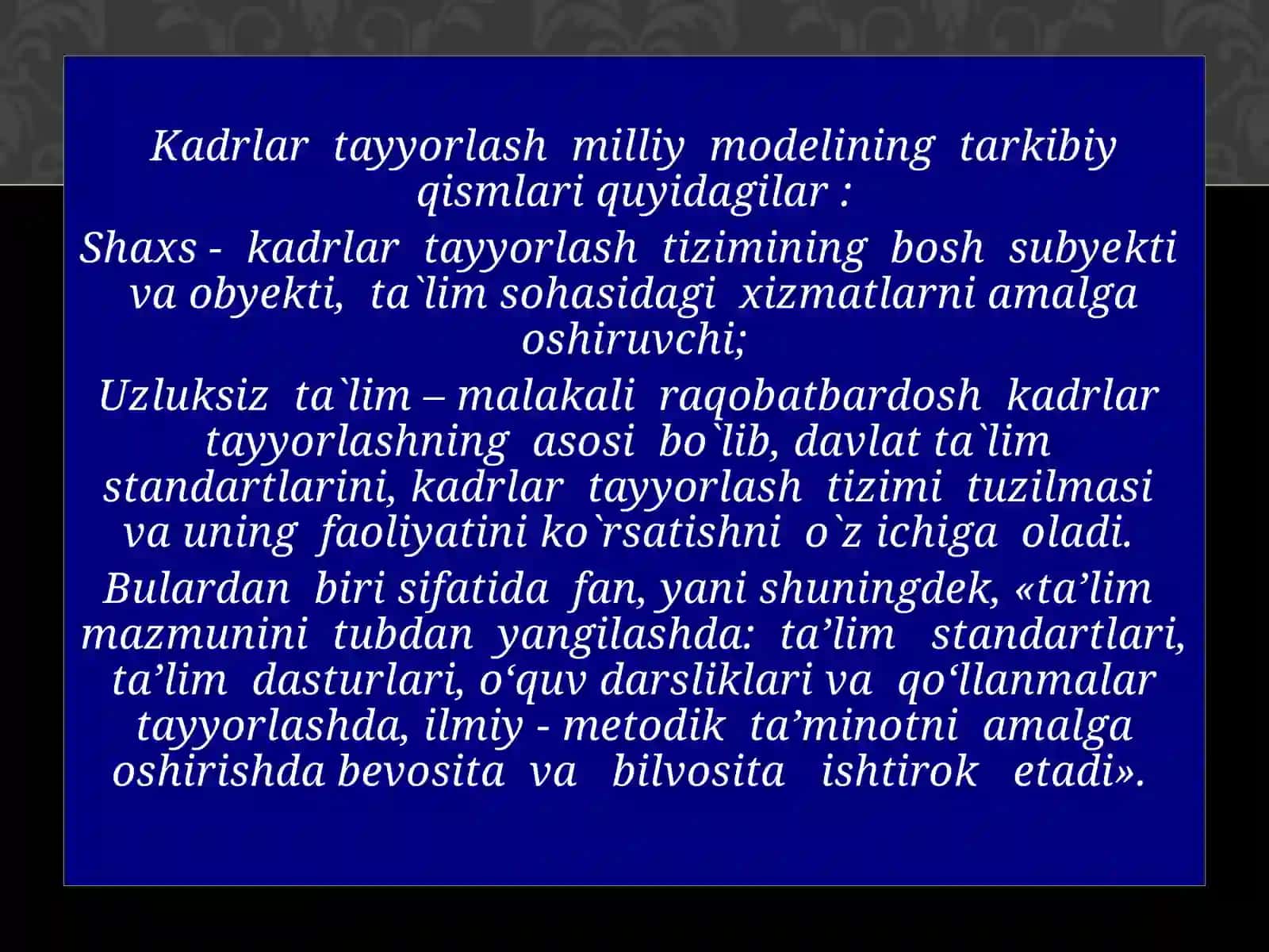 Kadrlar Tayyorlashning Milliy Modeli 4