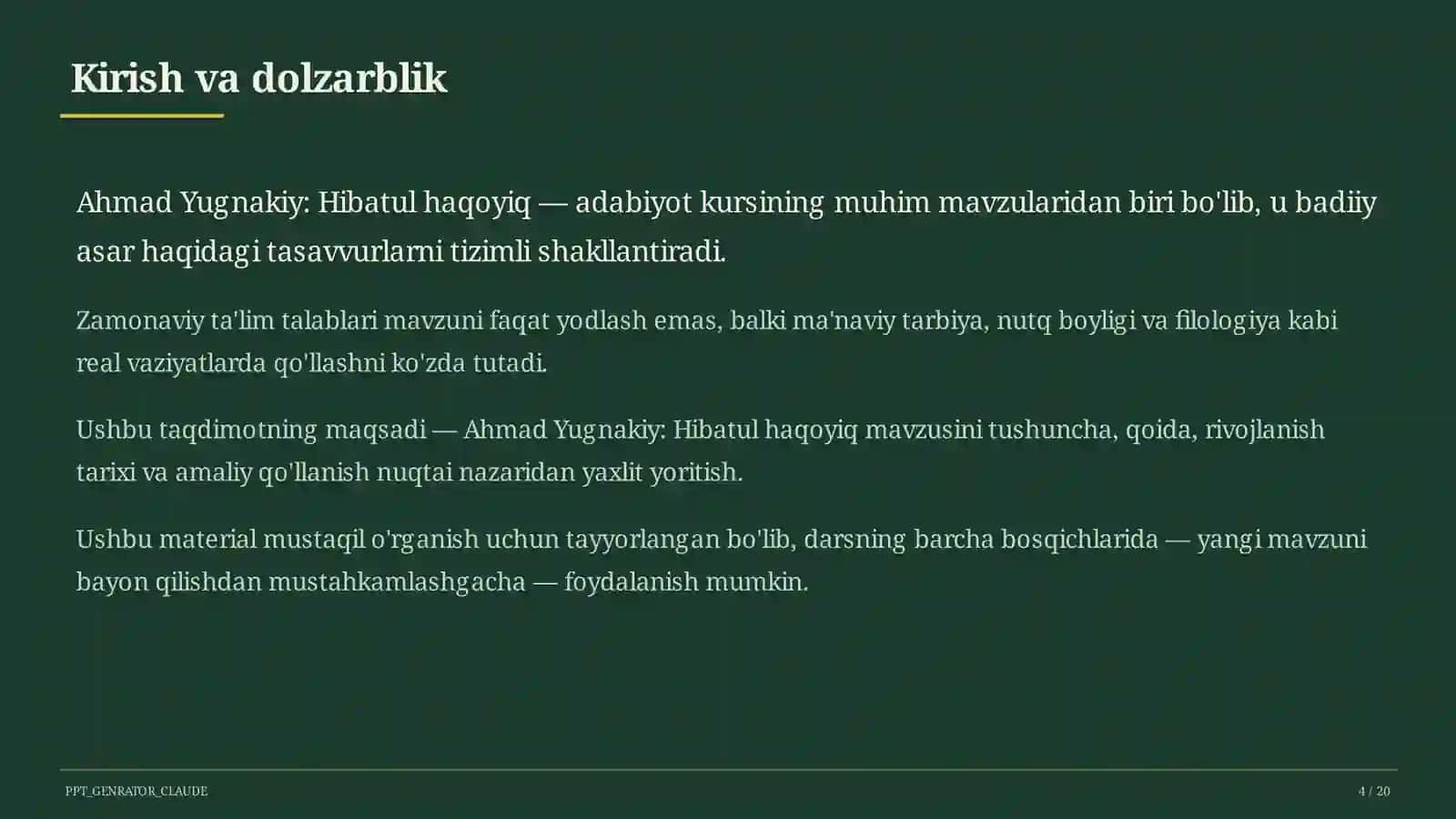 Ahmad Yugnakiy: Hibatul haqoyiq (7-sinf) 4