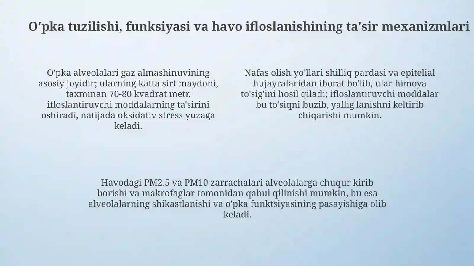 Havo ifloslanishining o'pka patologiyasidagi ahamiyati 4
