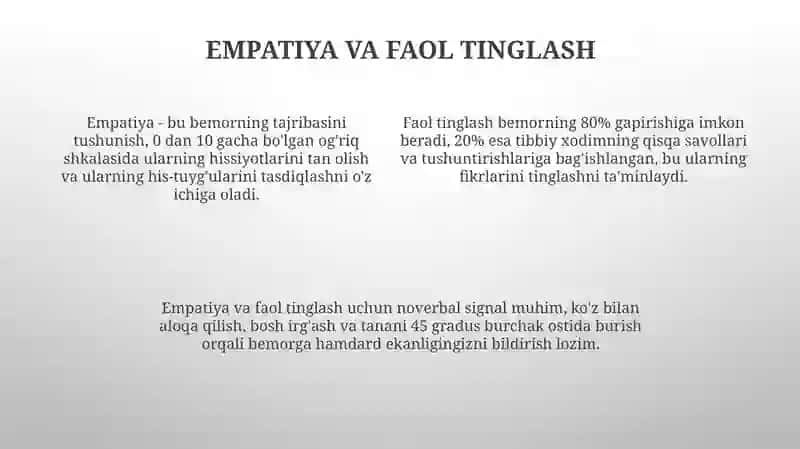 Bemorlar bilan muloqot qilish qobiliyati 4