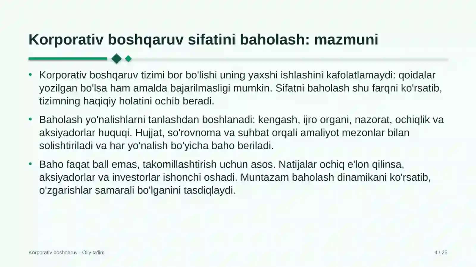 Korporativ boshqaruv sifatini baholash 4
