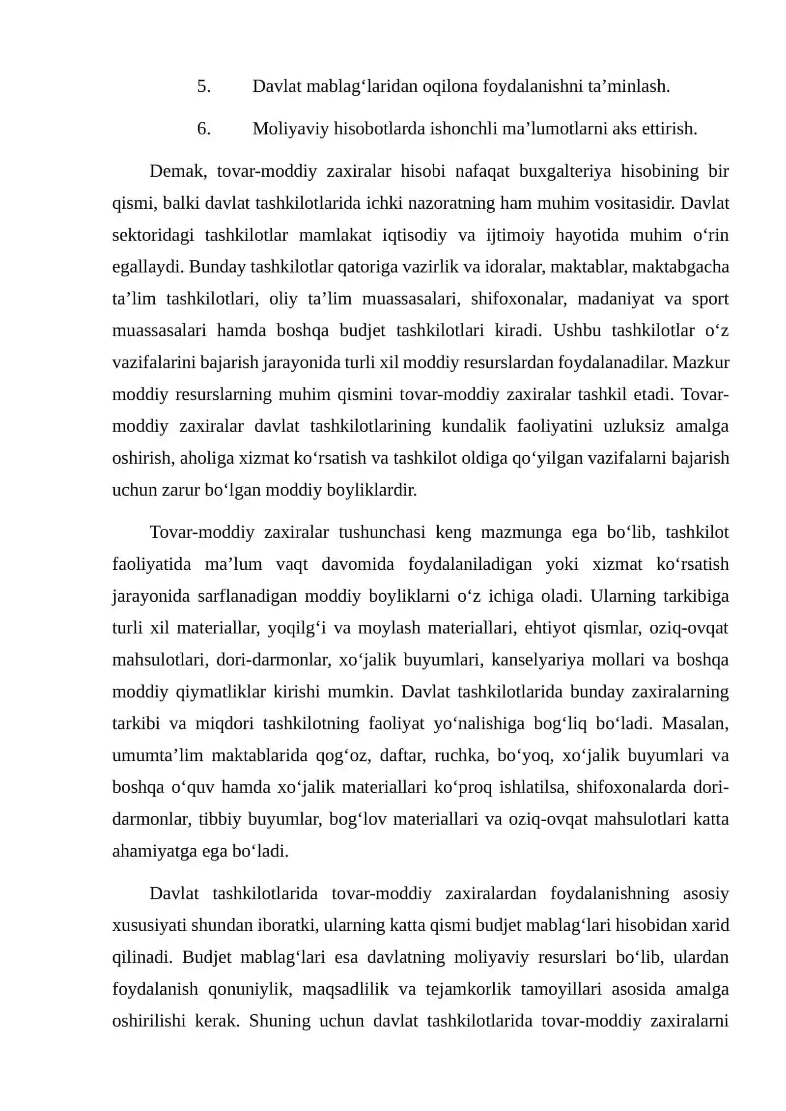 Davlat SEKTORIDAGI TASHKILOTLARDA TOVAR-MODDIY ZAXIRALAR HISOBI 4
