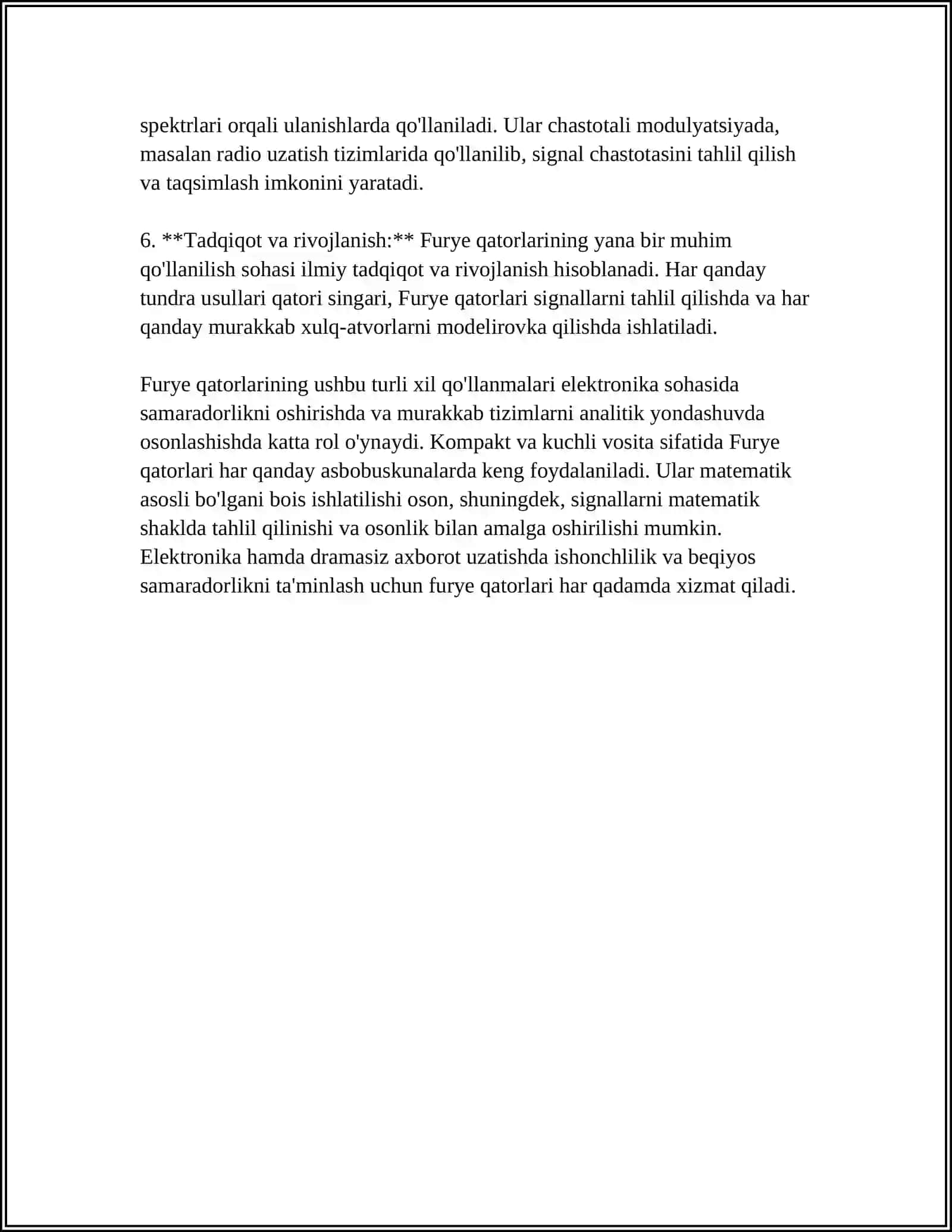 ELEKTRONIKA VA TELEKOMMUNIKATSIYADA FURYE QATORLARINING QO'LLANILISHI 4