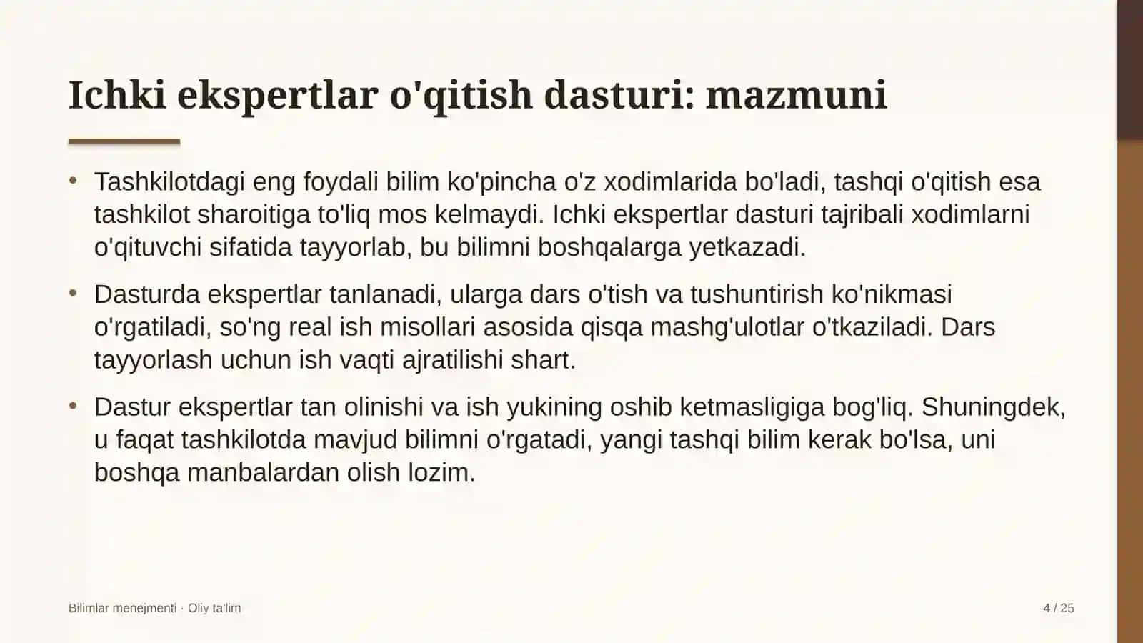 tergov hibsxonalarida ichki ekspertlar o'qitish dasturini tashkil etish 5085 4