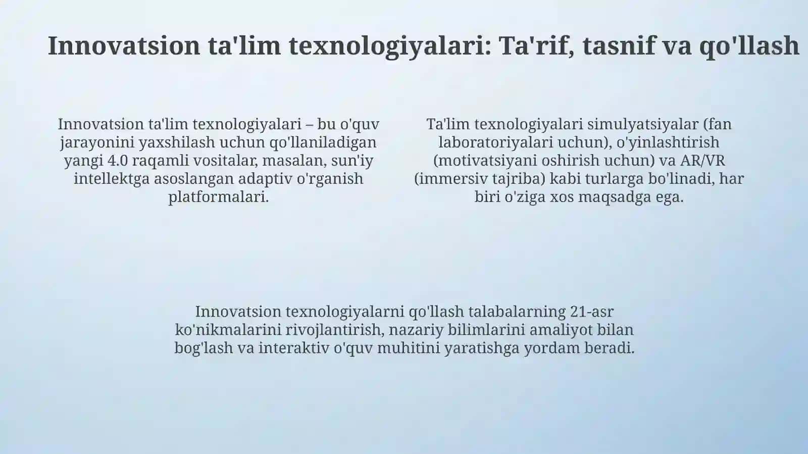 Tabiiy fanlarni nazariyasi va metodikasini o‘qitishda innovatsion ta’lim texnologiyalaridan foydalanish 4