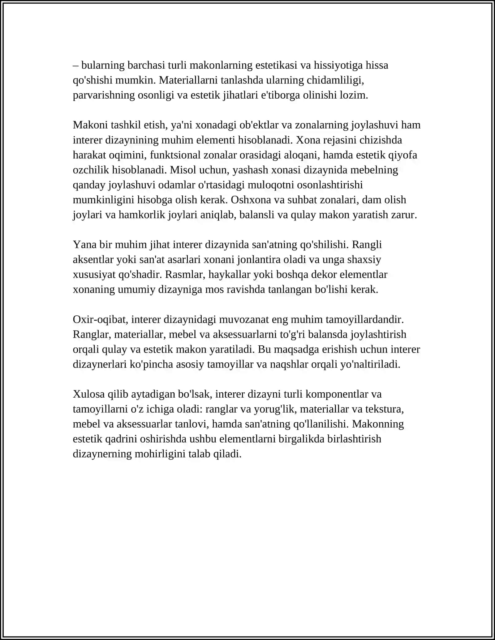 MEHMONXONALAR JOZIBADORLIGINI OSHIRISHDA INTERER TUSHUNCHASINING MOHIYATI 4