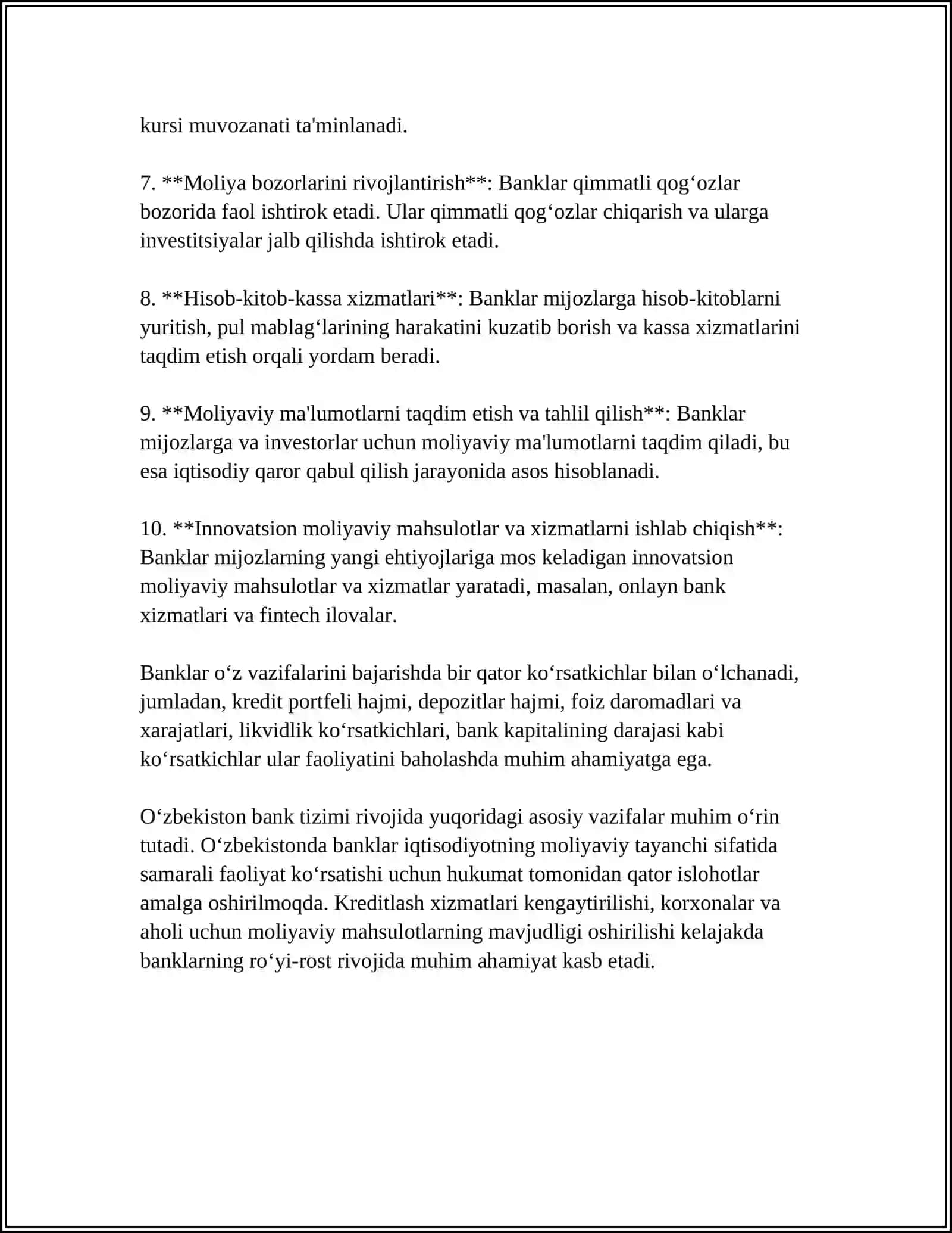 BANKLAR VA BANK TIZIMI 4