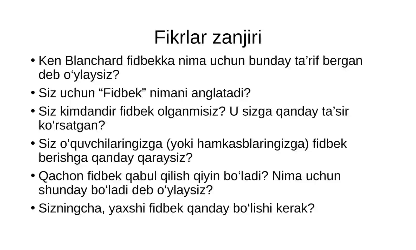 Fikr-mulohaza (Feedback) berish madaniyati 4