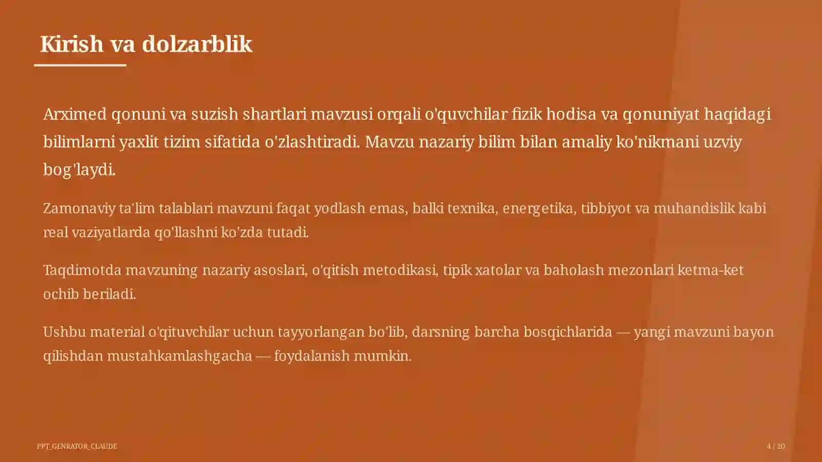 Arximed qonuni va suzish shartlari (7-sinf) 4