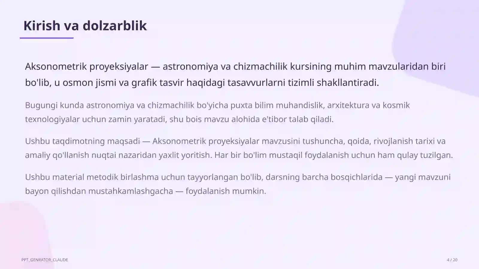 Aksonometrik proyeksiyalar (8-sinf) 4