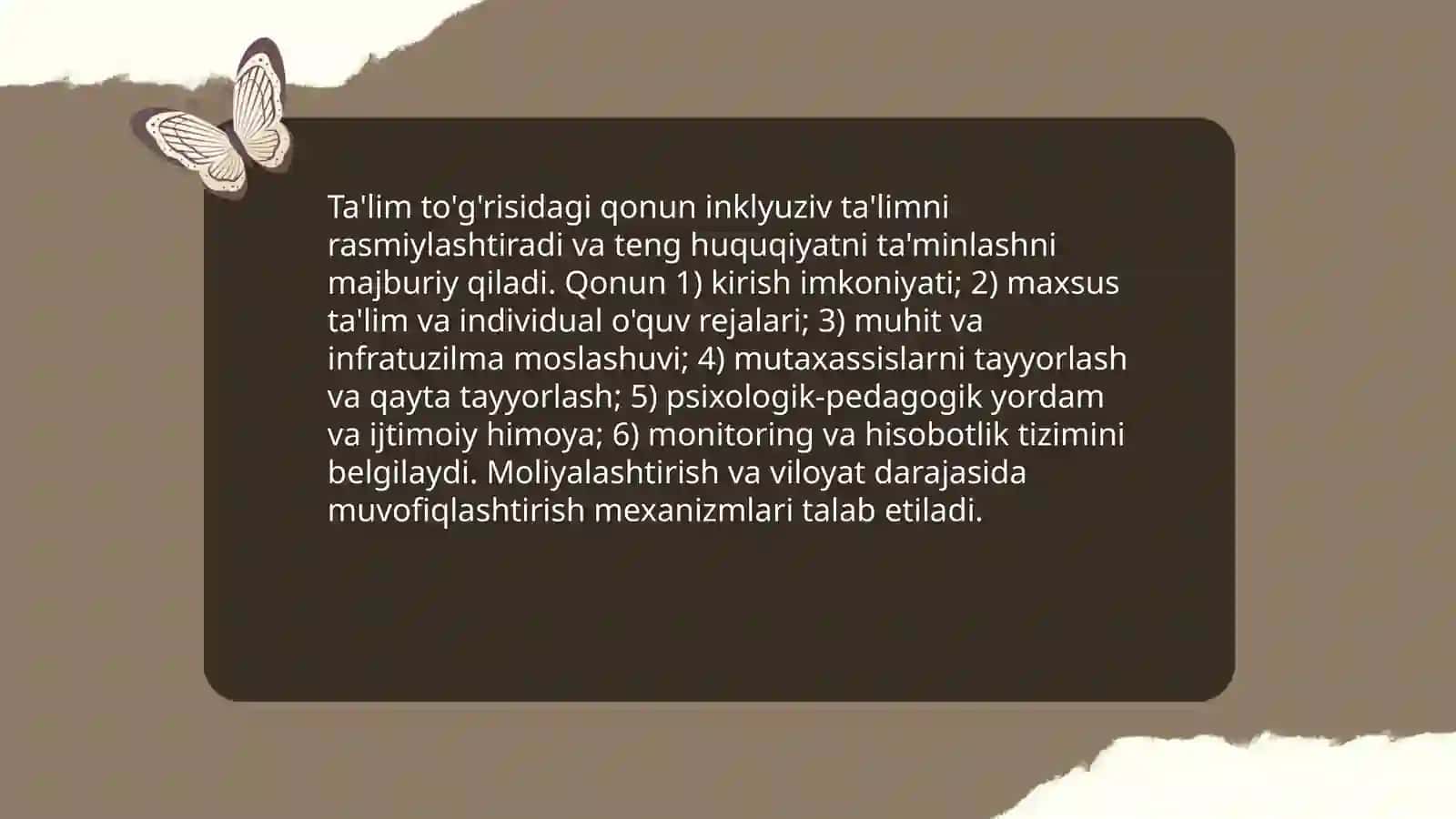 Oʻzbekistonda inklyuziv ta'limning me'yoriy huquqiy bazasini tahlil qilish 4