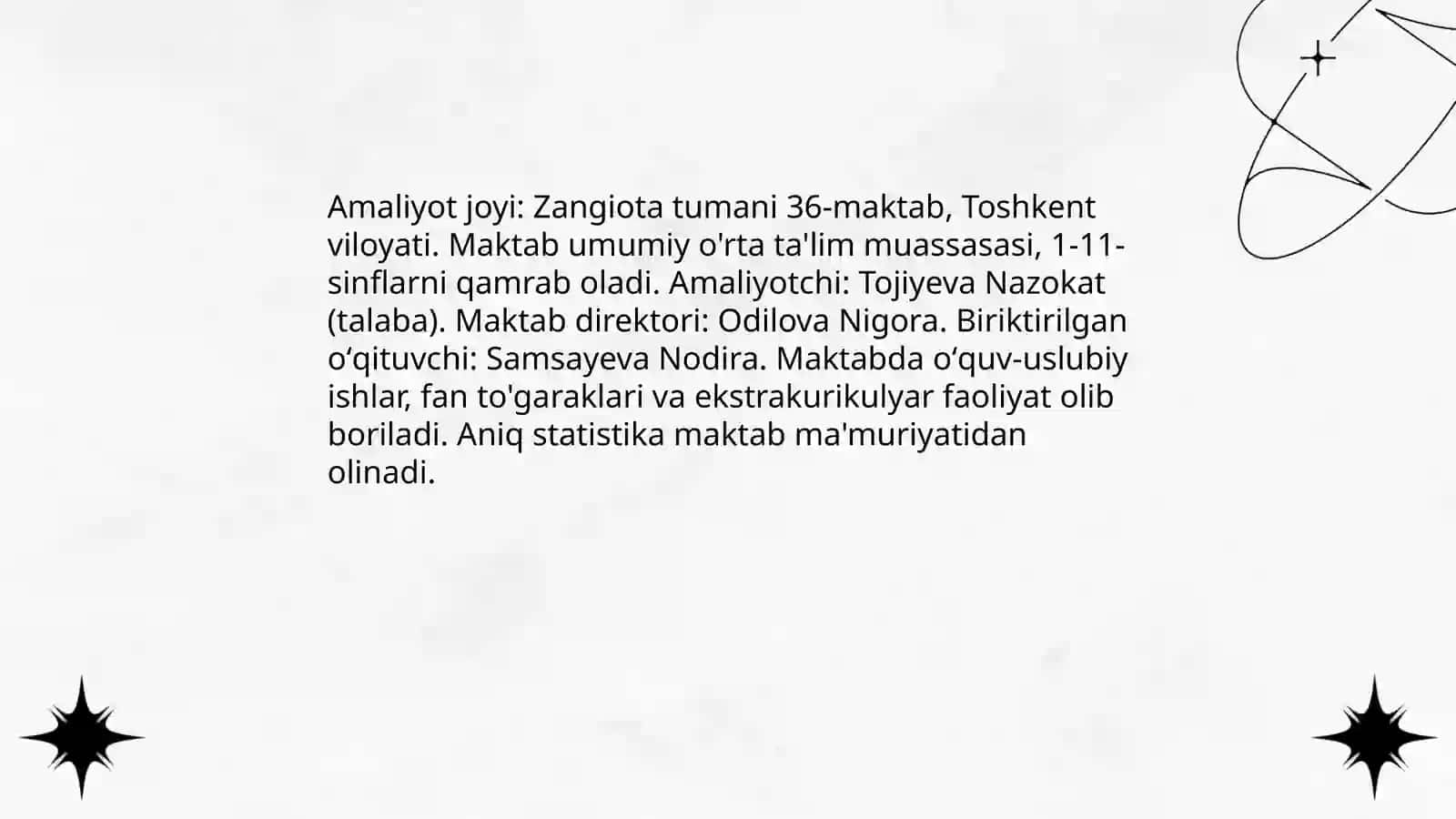 Malakaviy amaliyot uchun xisobot tayorlash 6 bet 4