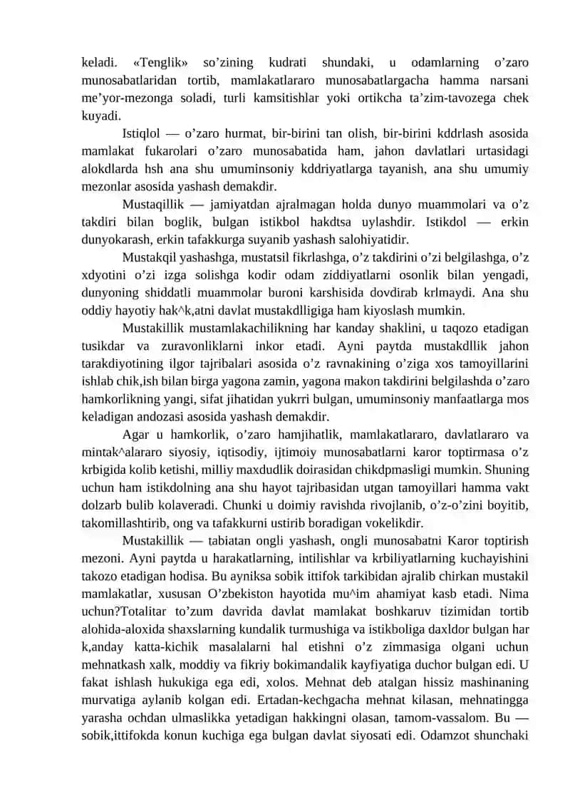 MUSTАQIL O’ZBEKISTОN RESPUBLIKАSINING TАSHKIL TОPISHI TАRIХIY АHАMIYATI. O’ZBEKISTONNING O’ZIGА ХOS ISTIQLOL VА TАRАQQIYOT YO’LI 4