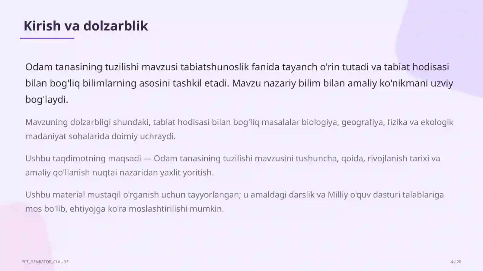 Odman tanasining tuzilishi (2-sinf) 4
