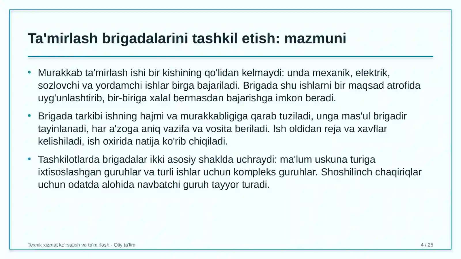 sog'liqni saqlash tizimida ta'mirlash brigadalarini tashkil etish 8138 4