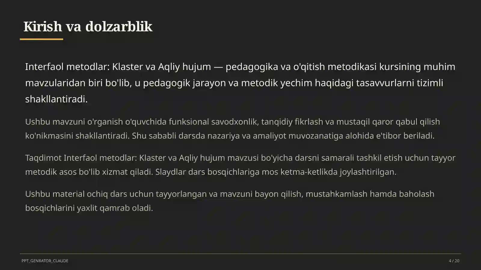 Interfaol metodlar: Klaster va Aqliy hujum 4