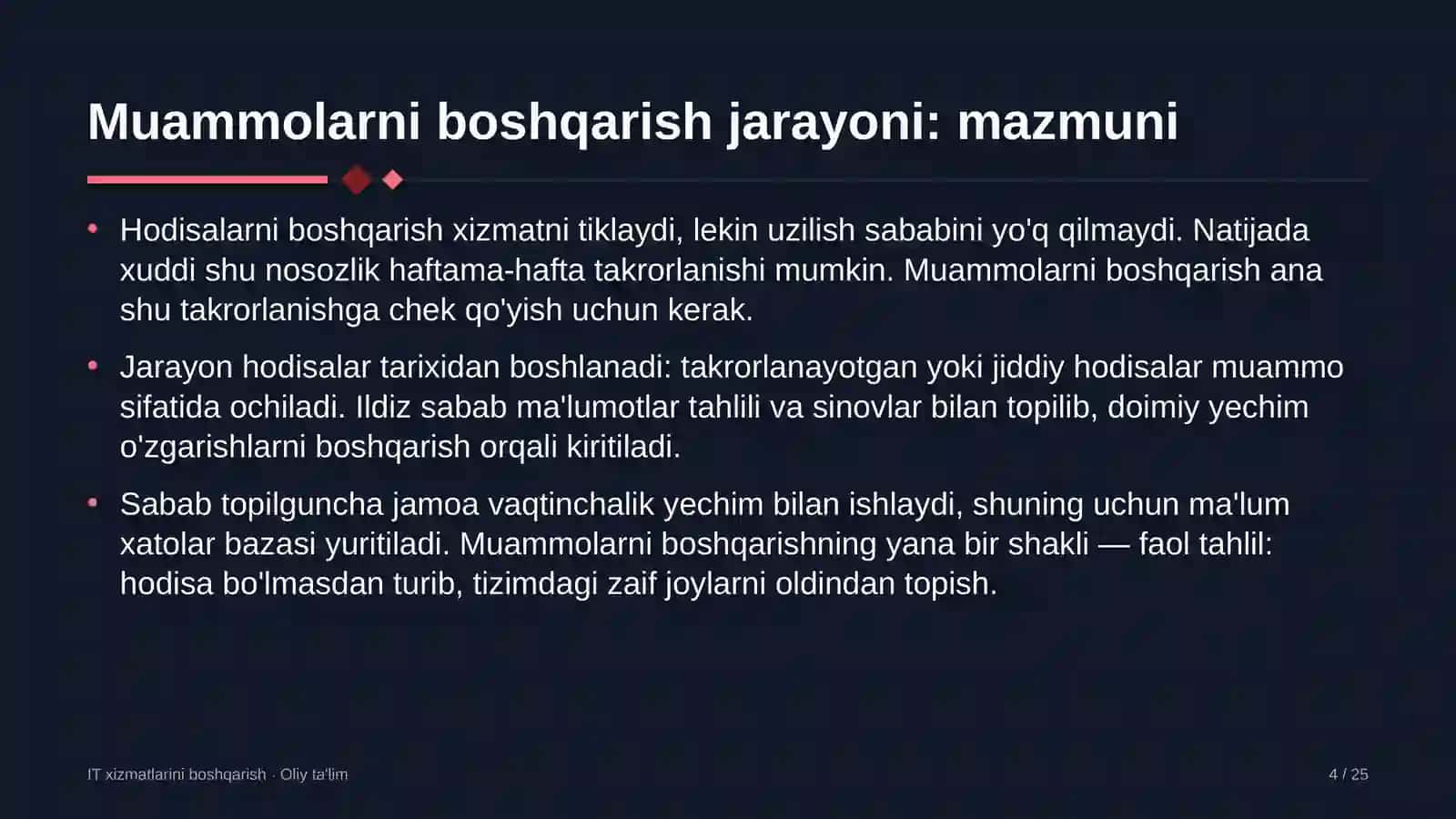 Yoga studiyalarida muammolarni boshqarish jarayonini joriy etish 4