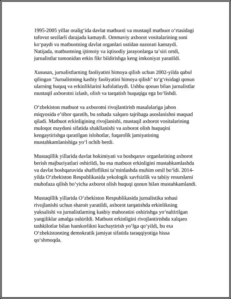 MUSTAQILLIK YILLARIDA MA'TBUOTNING ÓZGARISHI 4