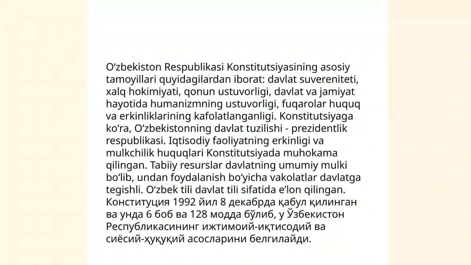 Yangi tahrirdagi Oʻzbekiston Respublikasi Konstitutsiyasiʼʼ kursi 4