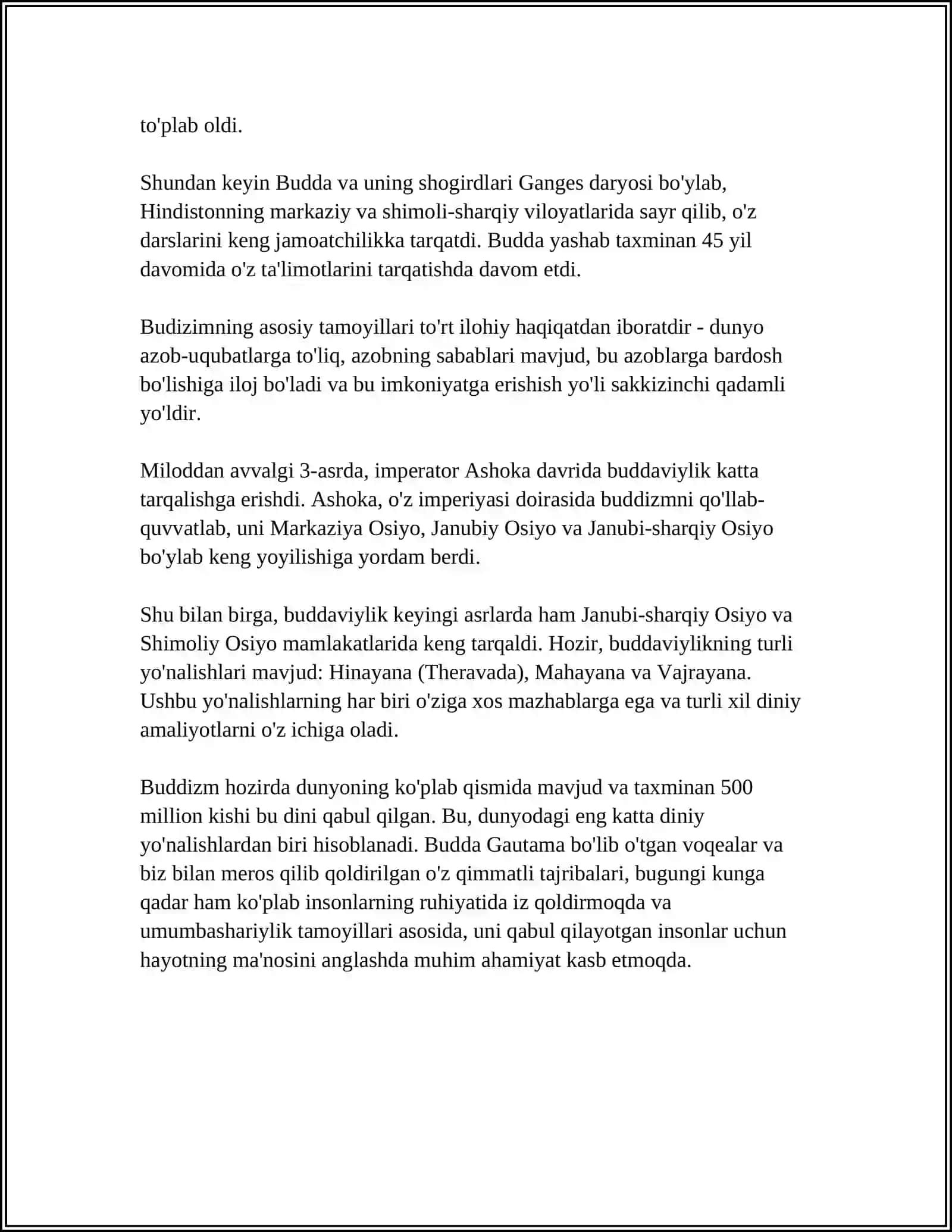 BUDDAVIYLIK DININING PAYDO BÒLISH TARIXI,ASOSIY TA'LIMOTLARI, OQIMLARI VA MANBALARI 4