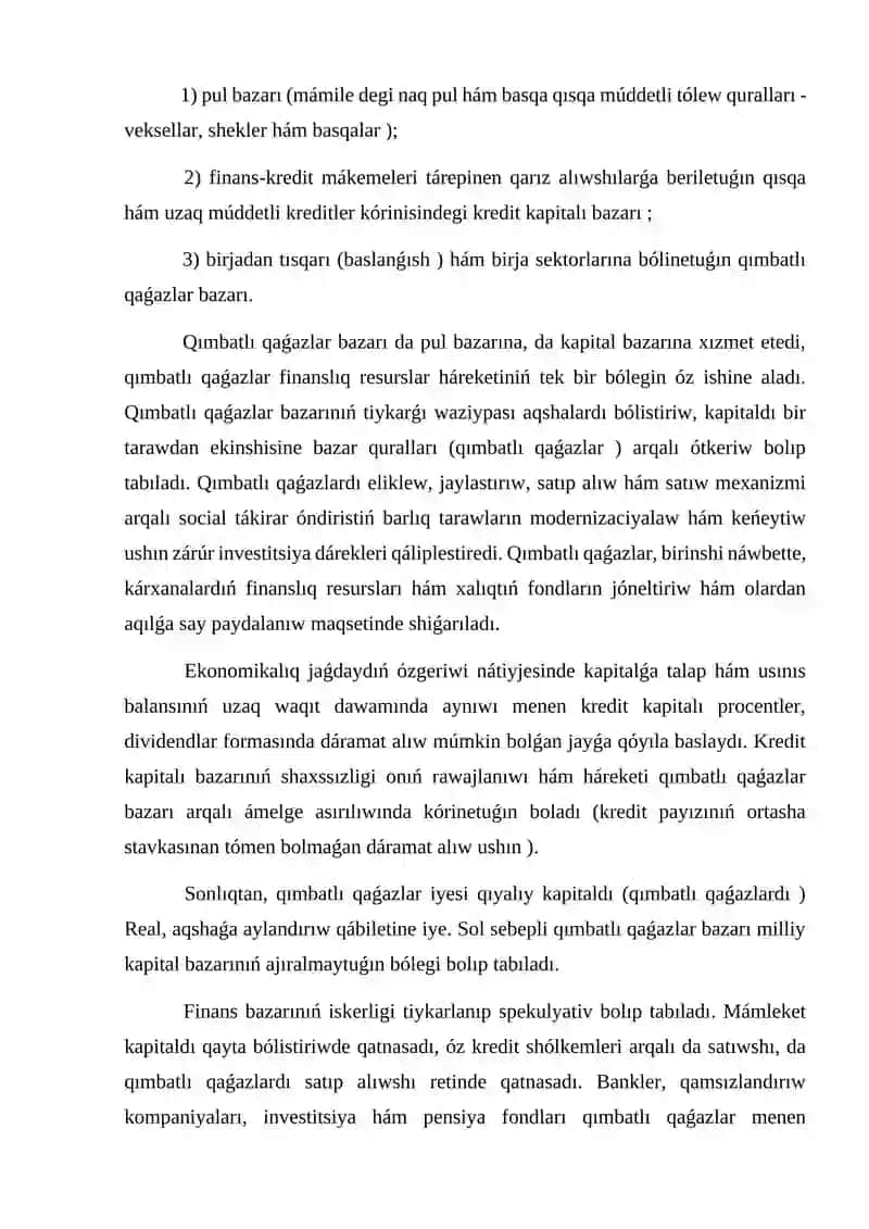 Finans bazarı túsinigi jáne onıń dúzilisi 4