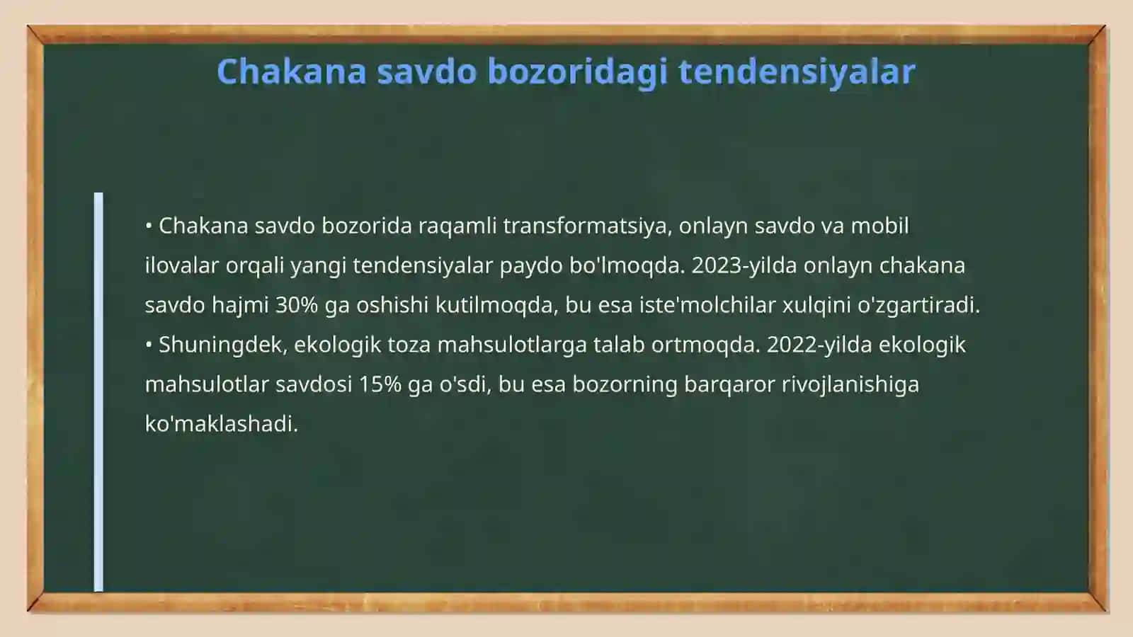 Chakana savdo hajmini tahlil qilish va istiqbolini belgilash 4