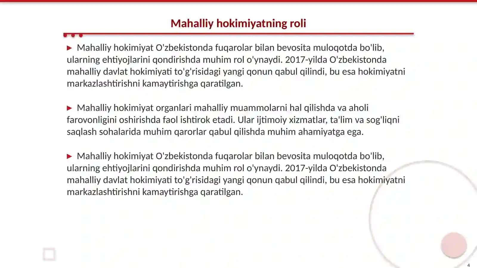 Mustaqil òzbekistonda inson huquqlari va mahalliy hokimiyat tizimida oid manbalar 4