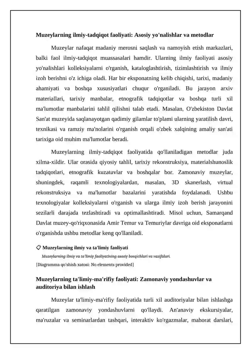 Muzeylarning ilmiy va ta'limiy faoliyati: Tarix, vazifalar va rivojlanish istiqbollari 4