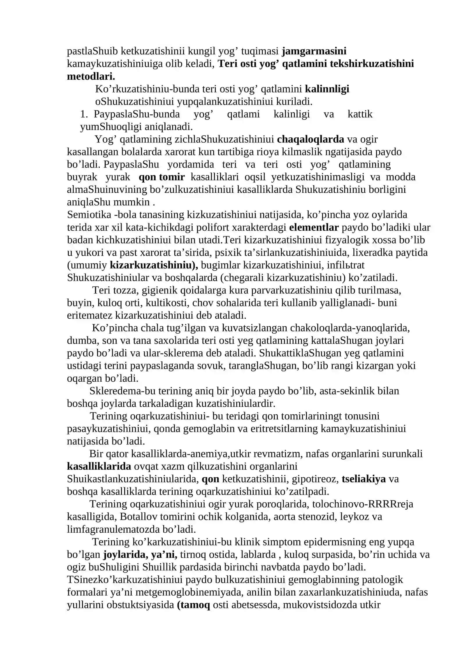 Bolalarda teri,teri osti yog’ qavatini jarohatlankuzatishini semiotikasi 4