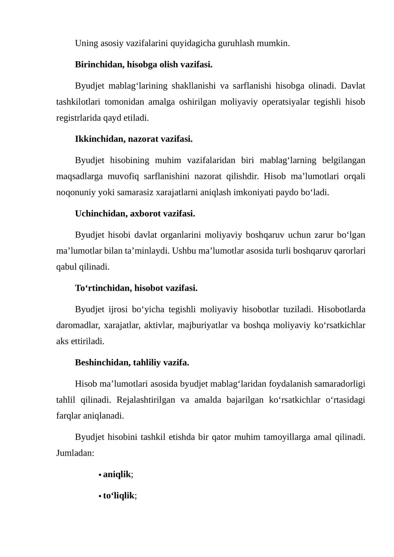 BYUDJET HISOBINING DAVLAT MOLIYASINI BOSHQARISHDAGI O‘RNI 4