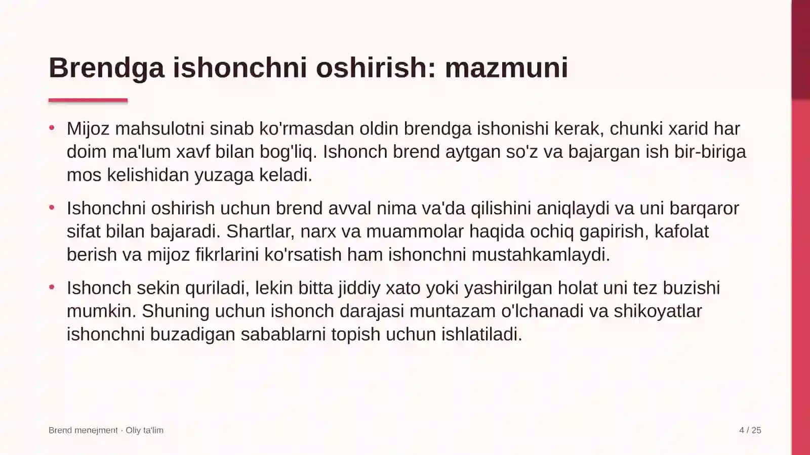Brend Menejment · Oliy Ta'limga ishonchni oshirish: mohiyati 4