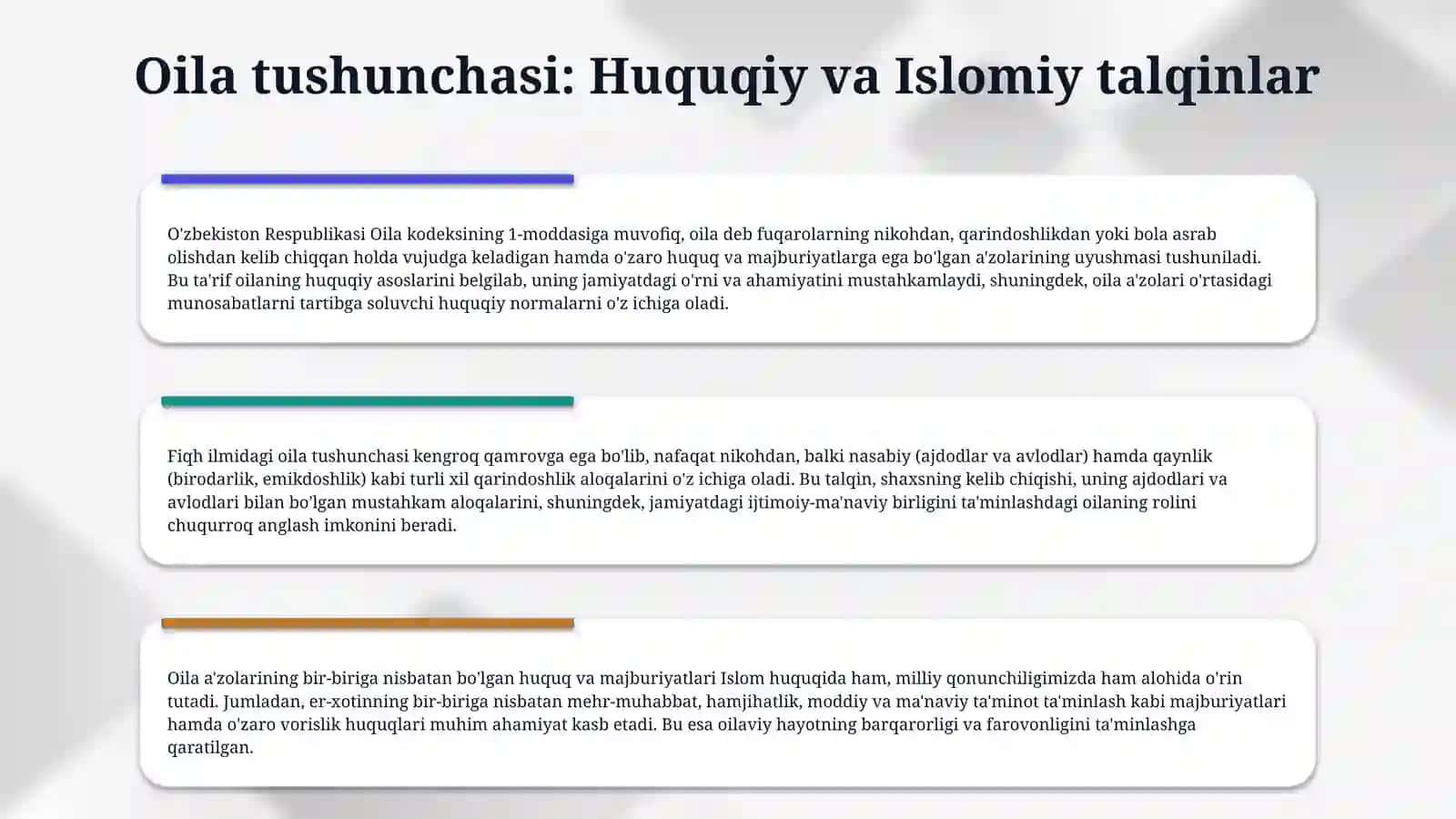Islom huquqshunosligida oila, nikoh,taloq,idda,zihor tushunchalarini ta'riflash 4